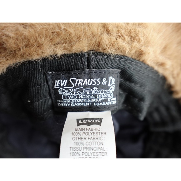 Levis Faux Fur Bucket Hat Tan Warm Winter Cozy Casual Unisex Medium - Picture 8 of 9
